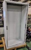 Silverline Kontrax double door side tambour cupboard - light grey - W 1005 x D 500 x H 2005mm