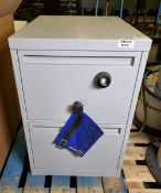 2 Draw grey security filing cabinet with keys - W 470 x D 630 x H 700mm