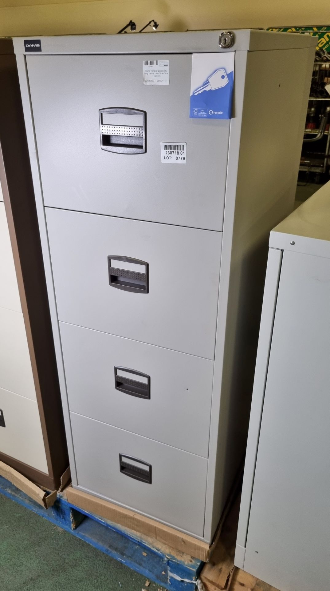 Dams 4 drawer goose grey filing cabinet - W 470 x 630 x H 1320mm - Bild 2 aus 3