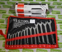 3x Tectool CT0198 - 14pc 8-24mm combination spanner set - hardened & tempered - in tool wrap bag