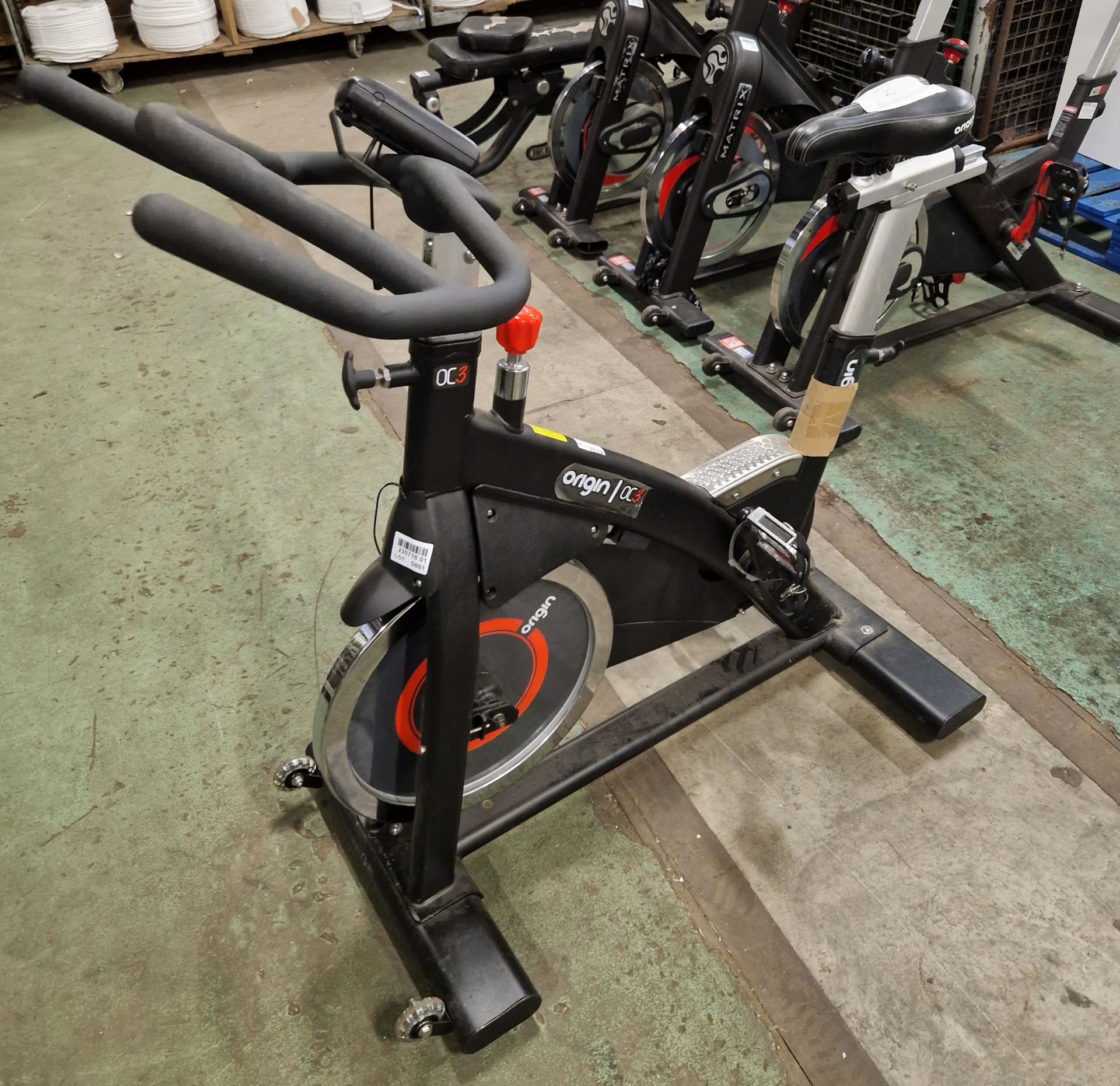 Origin OC3 spin bike - max user weight 158kg - L 1104 x W 622 x D 1340mm