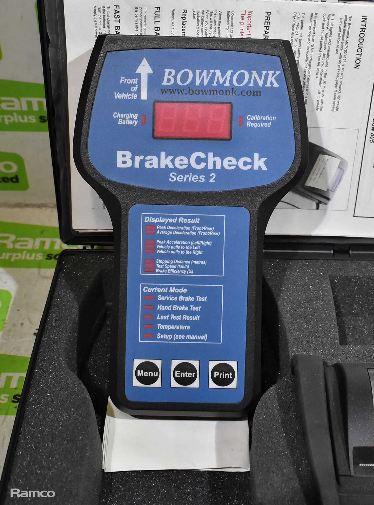 Bowmonk brakecheck series 2 brake tester meter kit with Bowmonk thermal printer model MCP7830-197 - Bild 2 aus 5