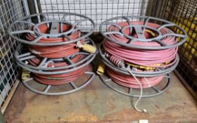 4x Heavy duty coaxial cable with Lemo connectors and reel - 3x singles, 1 x double