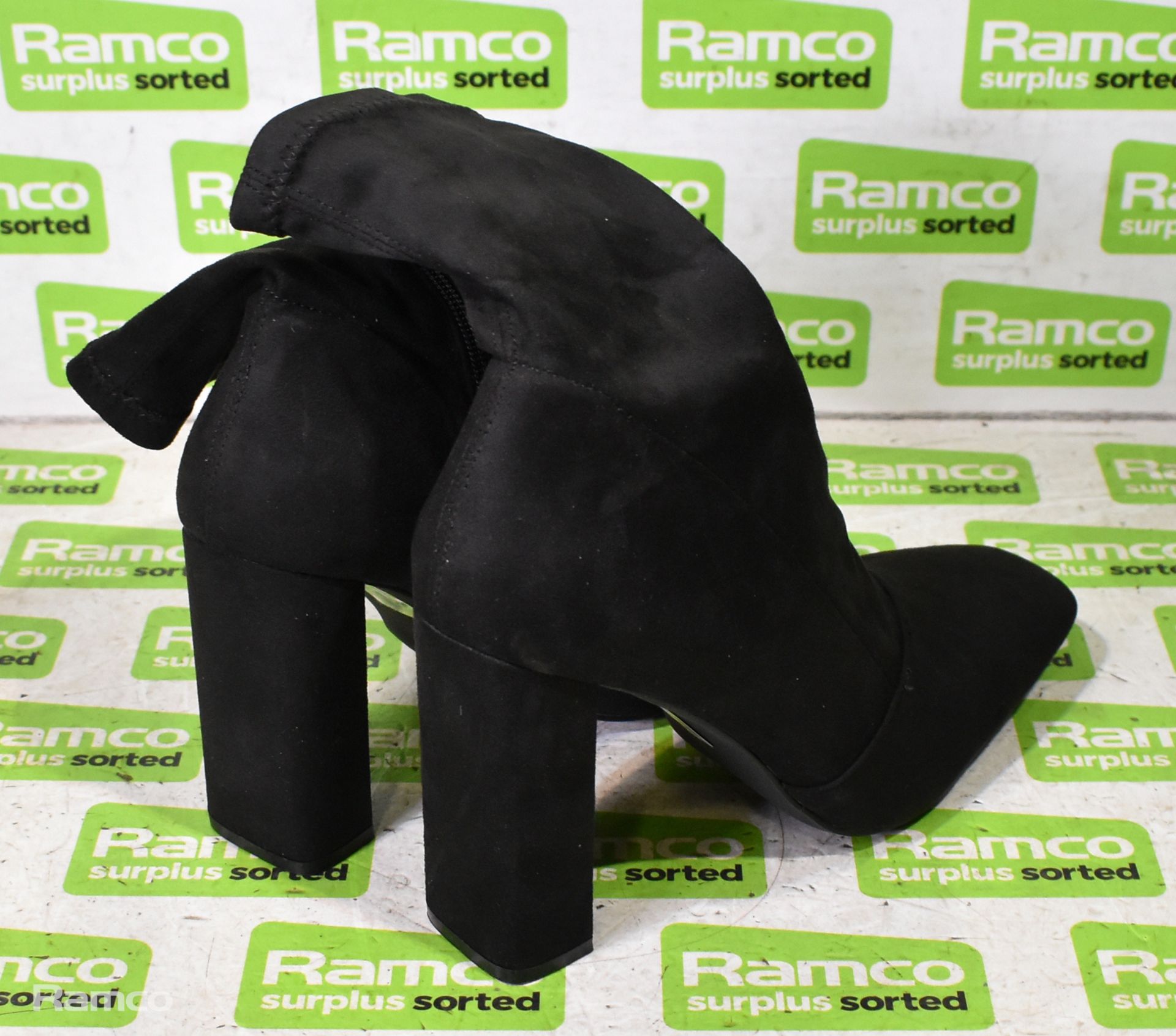 Various footwear - ASOS black suede effect heeled sock boots - UK size 10 wide fit - not worn - Image 6 of 21