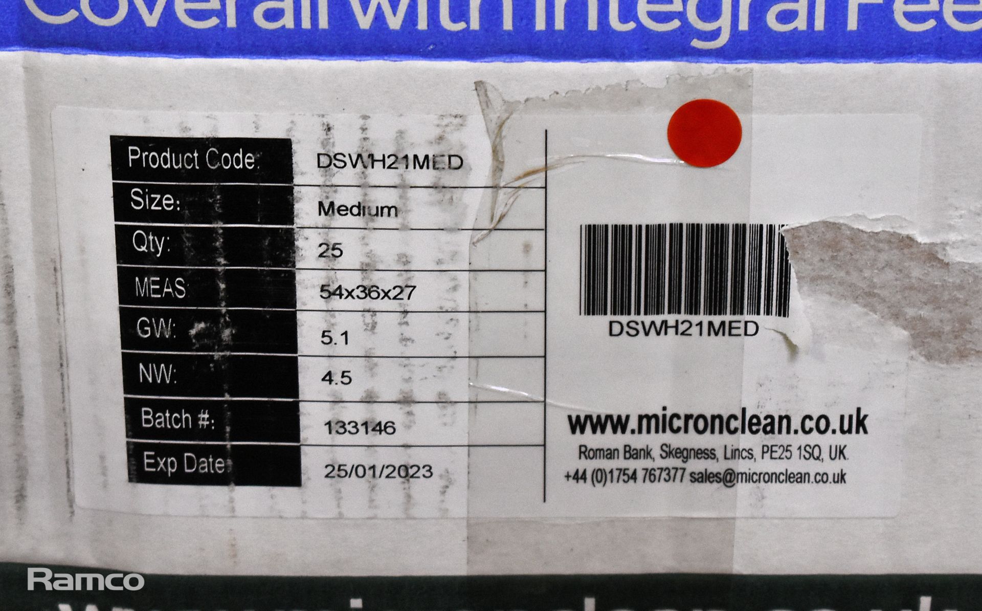 5x boxes of MicroClean SureGuard 3 - size small coverall with integral feet - 25 units per box - Image 2 of 2