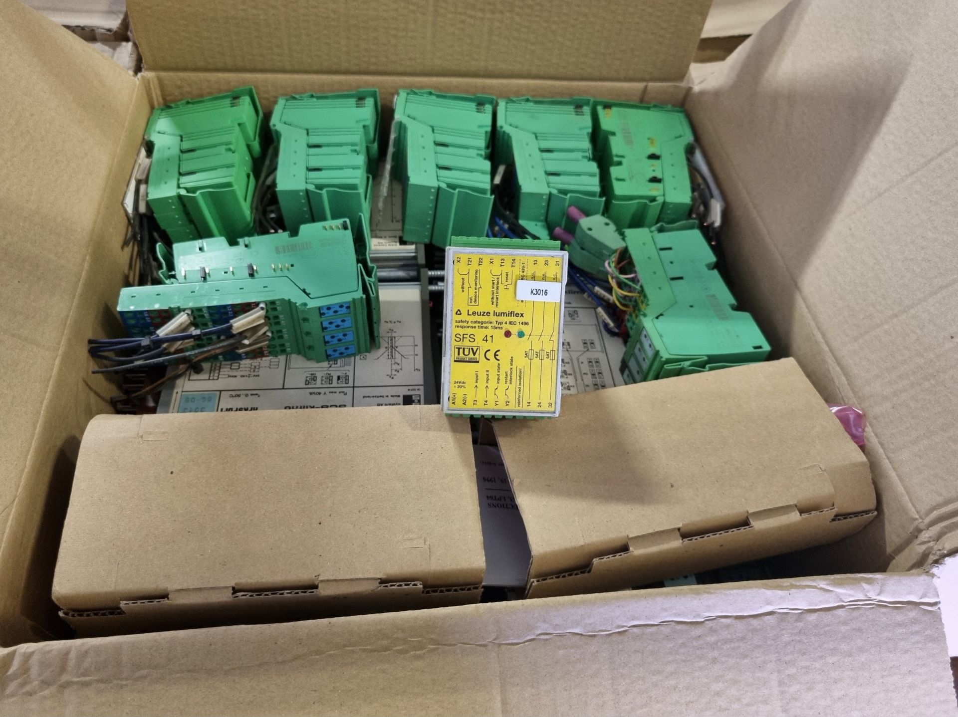 6x boxes of electrical spares - junction boxes - mixed sized switches - circuit boards