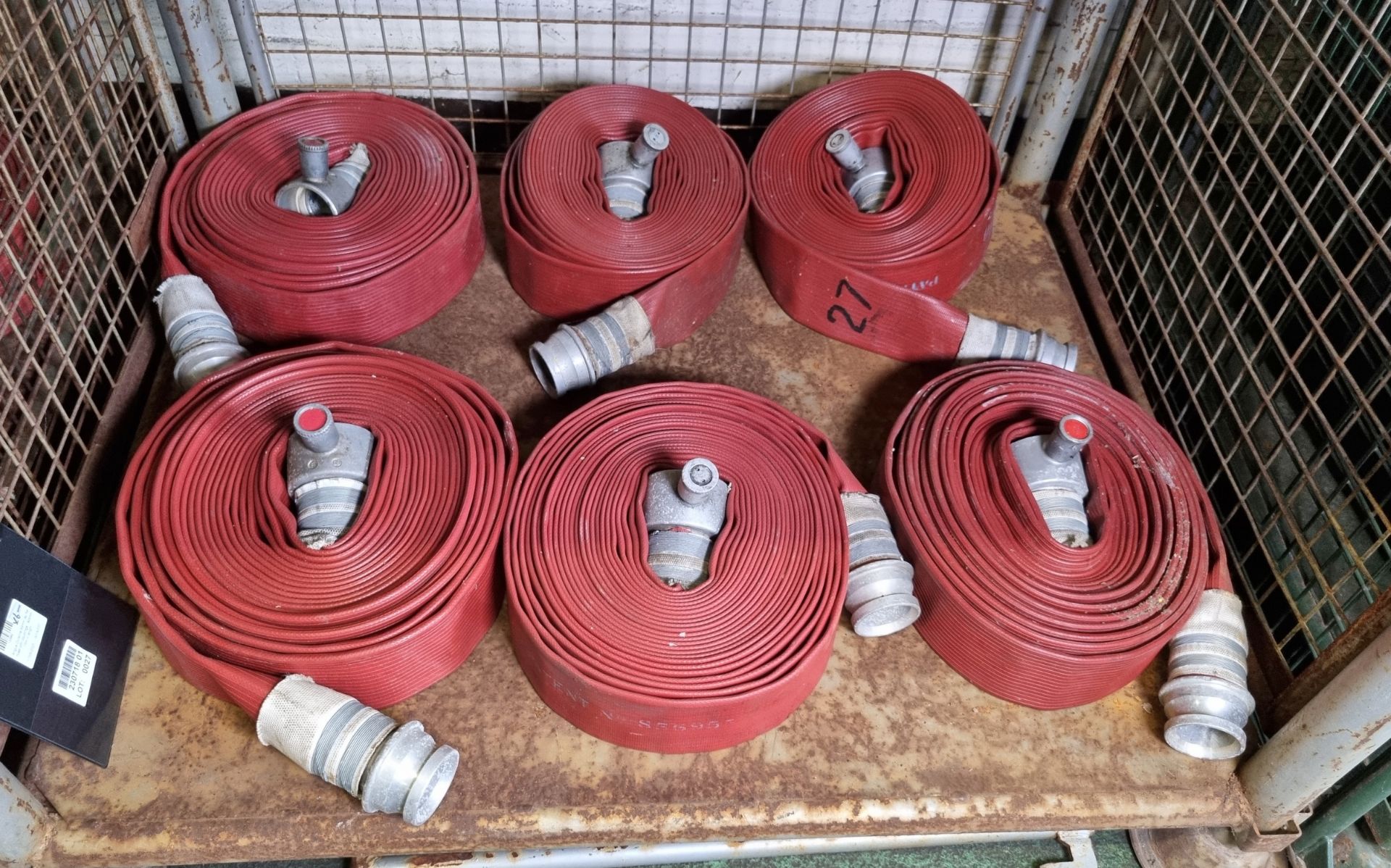 6x Angus Duraline 64mm lay flat hoses with couplings - approx 15m in length - Image 2 of 5
