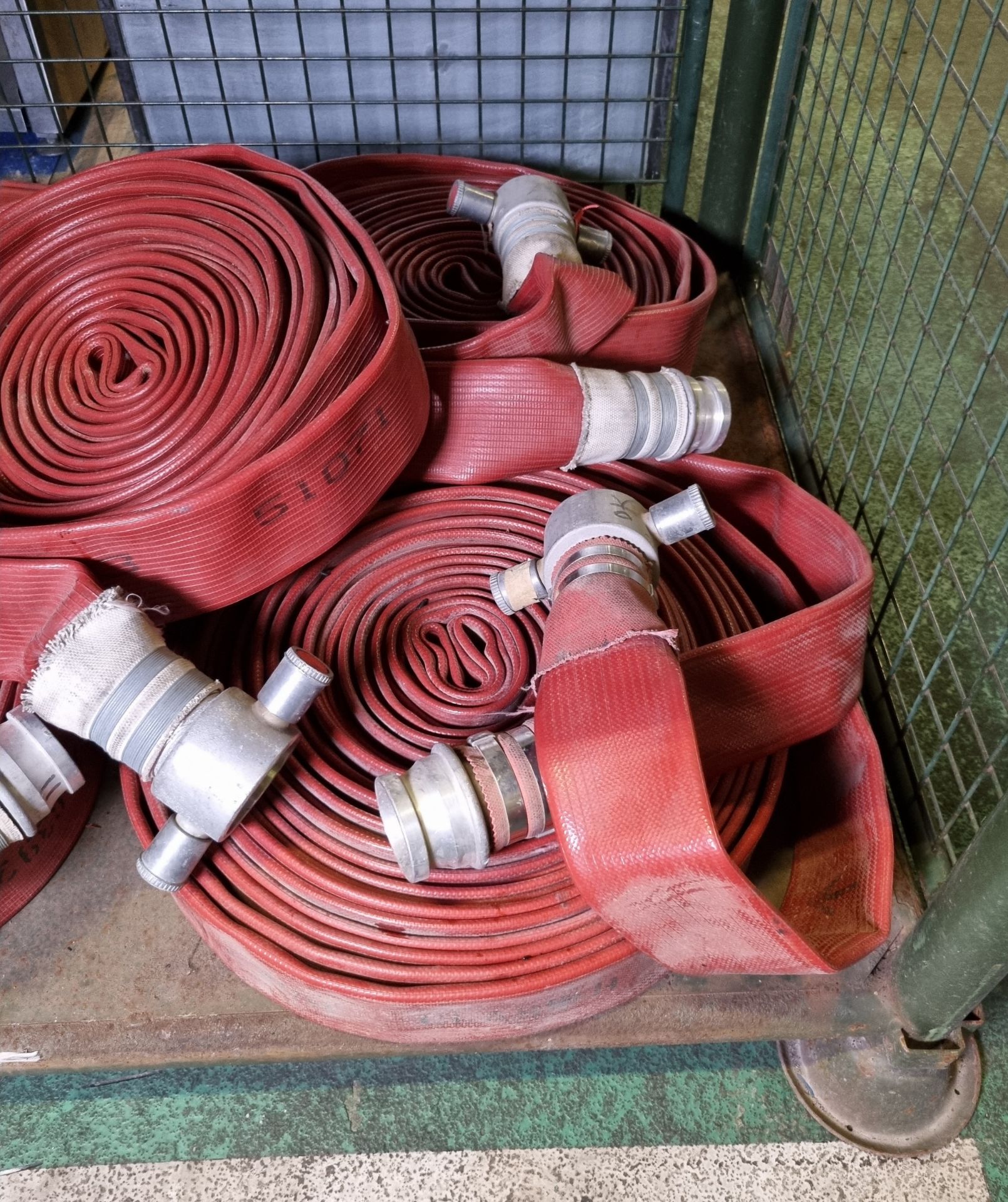 5x Red 45mm layflat hose with couplings approx length 20m - Image 3 of 4