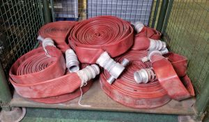5x Red 45mm layflat hose with couplings approx length 20m