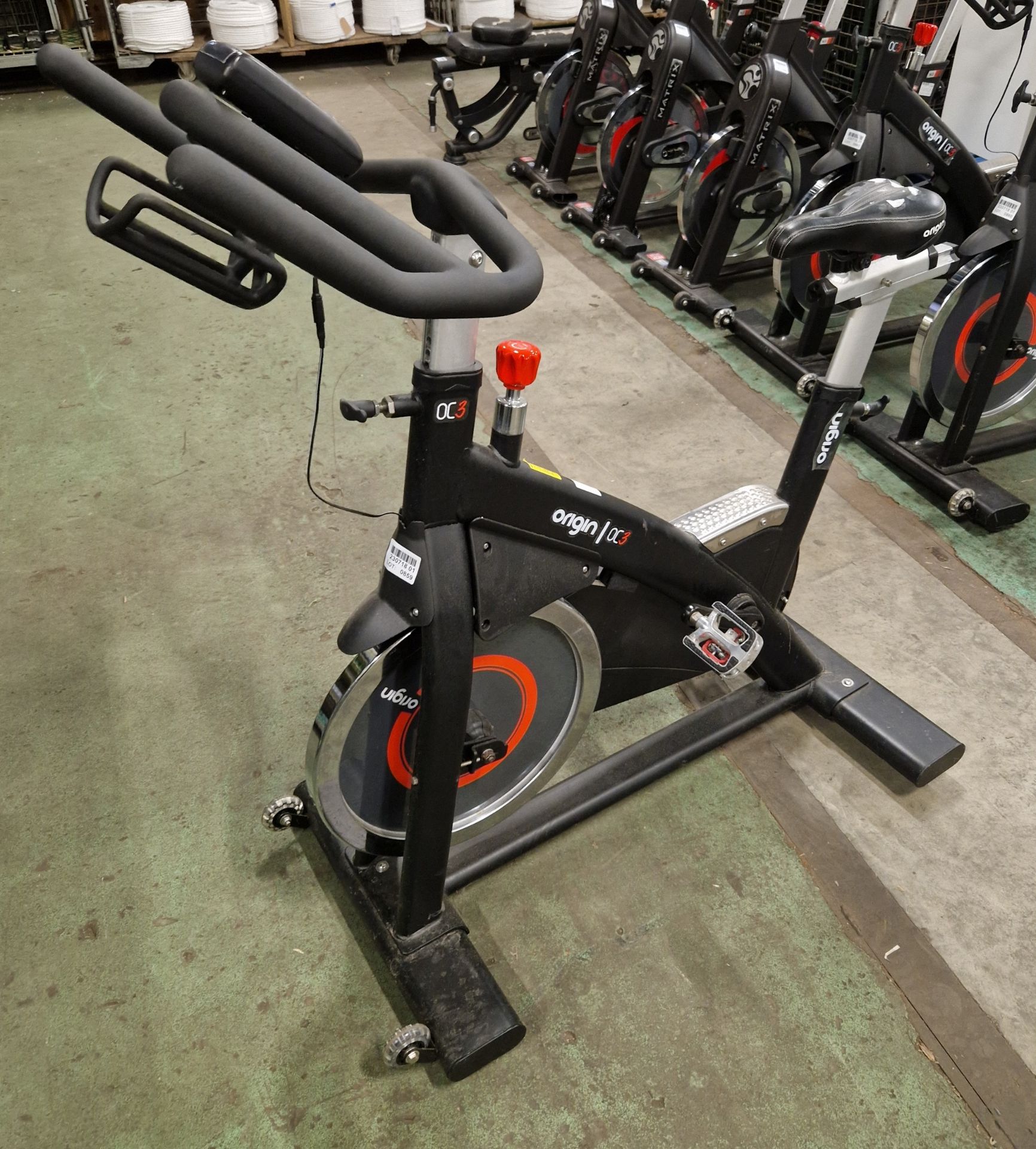 Origin OC3 spin bike - max user weight 158kg - L 1104 x W 622 x D 1340mm