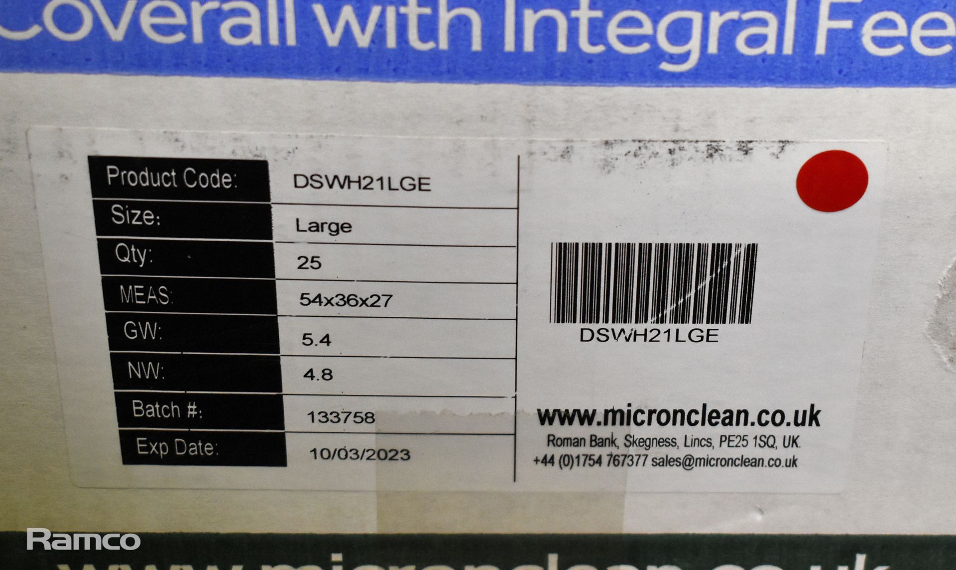 2x boxes of MicroClean SureGuard 3 - size small coverall with integral feet - 25 units per box - Image 2 of 2