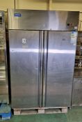 Arctica HED101 stainless steel double door upright fridge - W 1315 x D 850 x H 1975mm