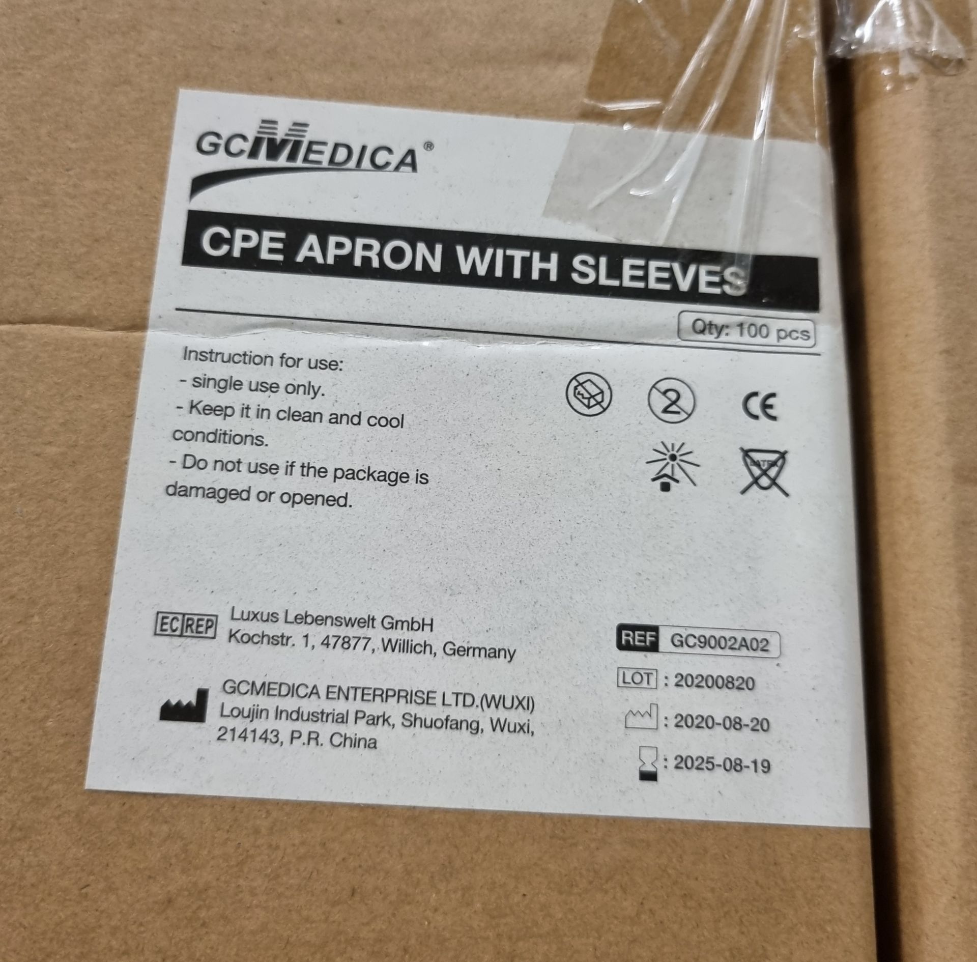 30x Boxes of CPE Aprons with sleeves - 100 units per box - Image 2 of 3