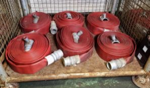 6x Angus Duraline 64mm lay flat hoses with couplings - approx 15m in length