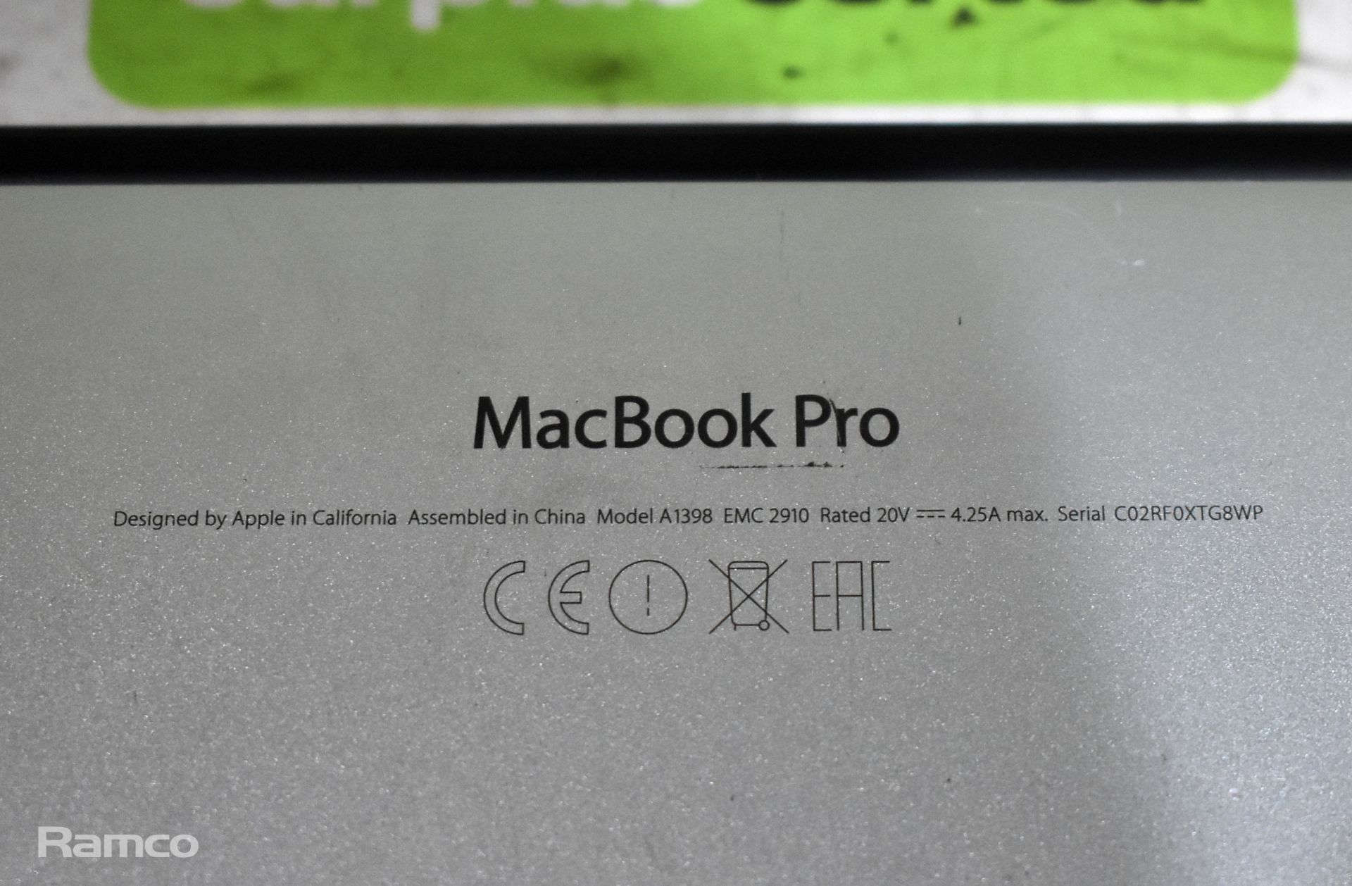 2015 15 inch Apple Macbook Pro - model number A1398 - NO CHARGER - Image 5 of 5