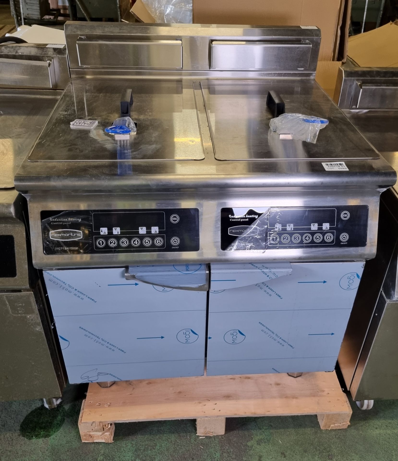 Rexmartins RESC-8B-16 free standing electric induction fryer - double tank with baskets - W 800