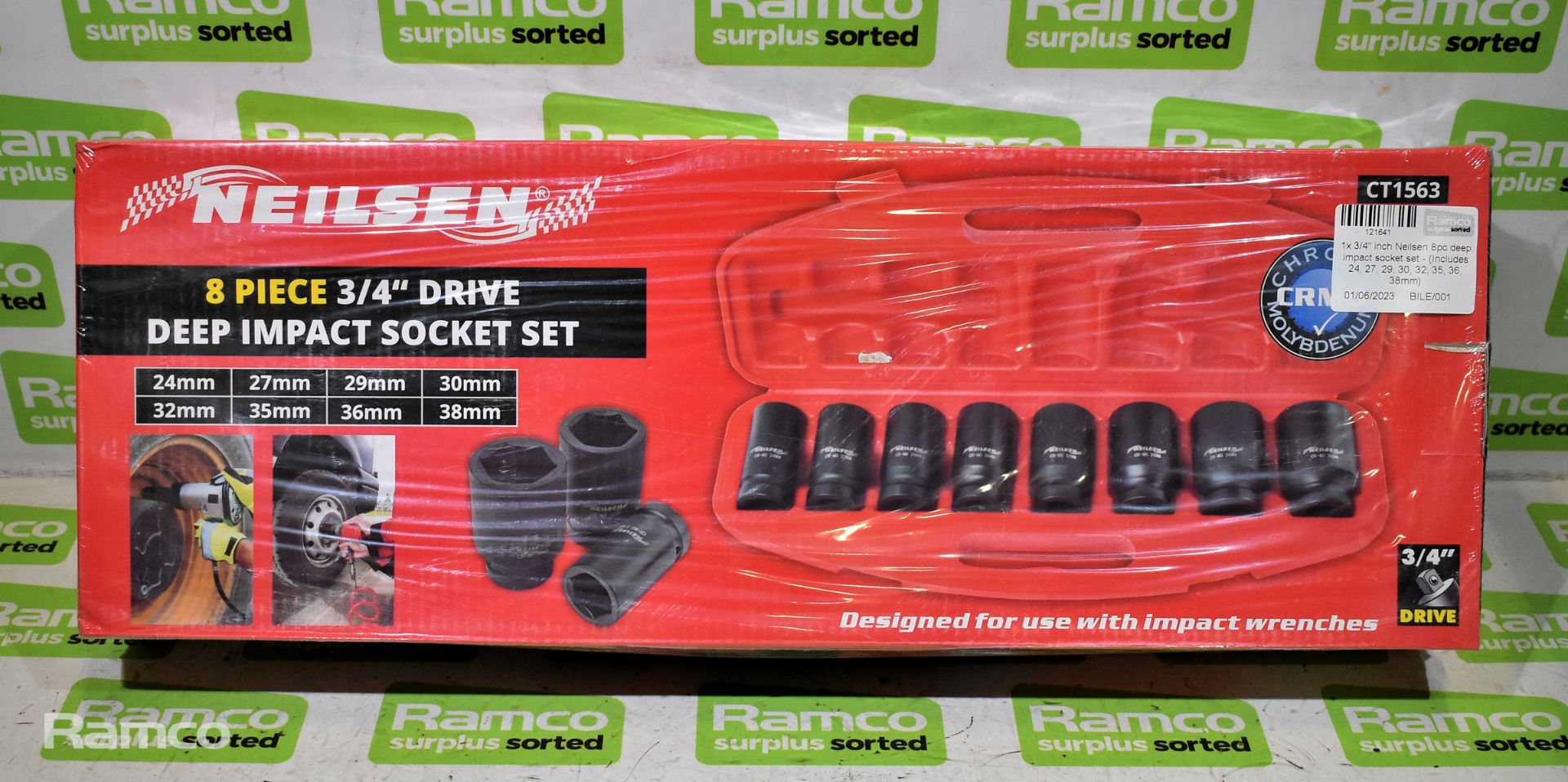 3/4 inch Neilsen 8pc deep impact socket set - (Includes 24, 27, 29, 30, 32, 35, 36, 38mm)