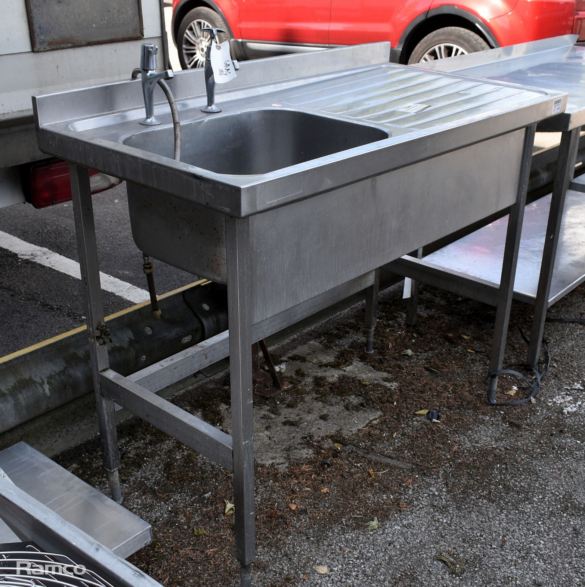 Stainless steel sink unit with upstand - L 1200 x W 600 x H 1100mm - Bild 3 aus 4