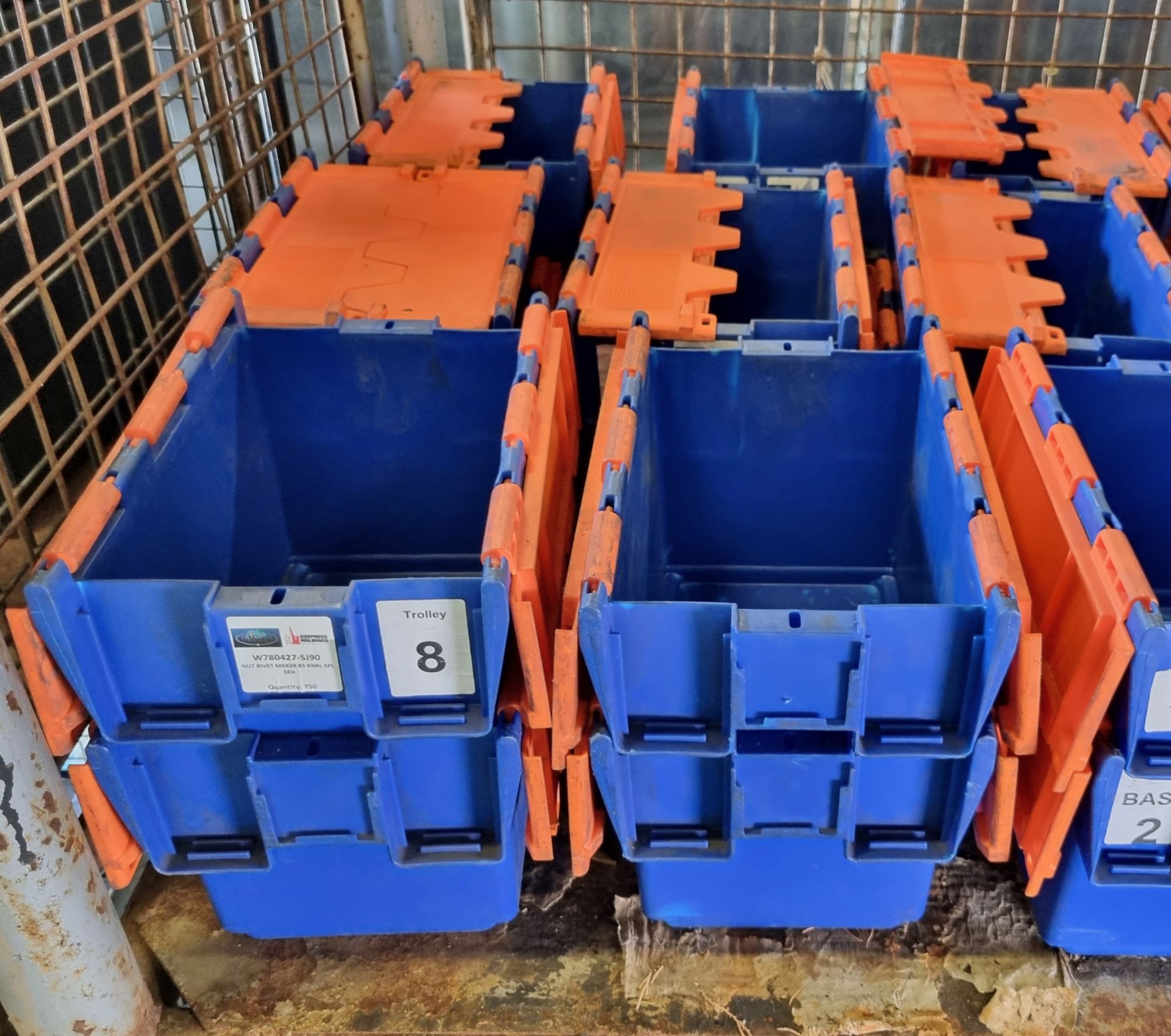 25x Orange and blue stackable tote bins with folding lids - W 200 x D 300 x H 200mm - Image 4 of 4