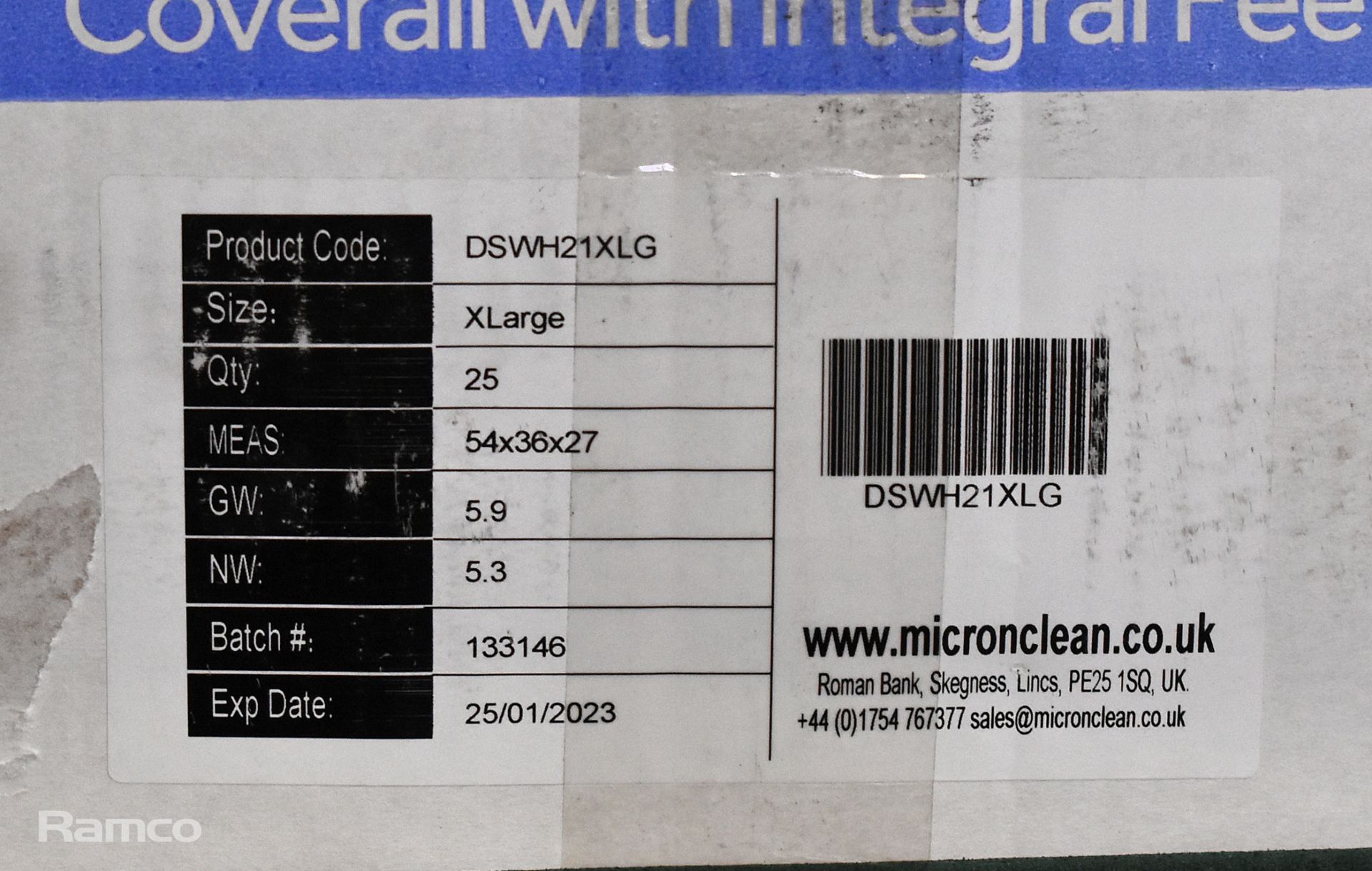 5x boxes of MicroClean SureGuard 3 - size small coverall with integral feet - 25 units per box - Image 2 of 2