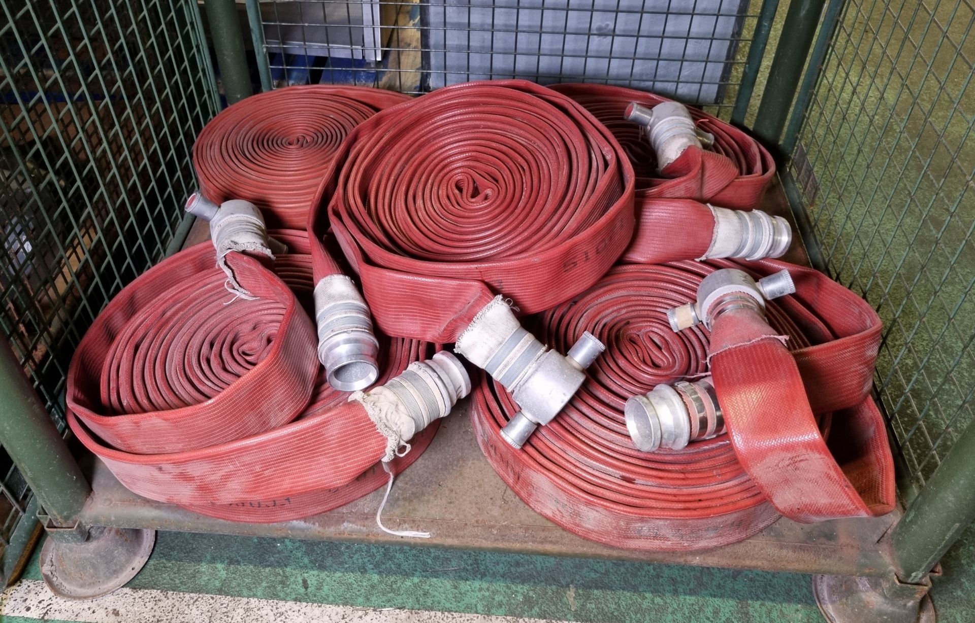 5x Red 45mm layflat hose with couplings approx length 20m - Image 2 of 4