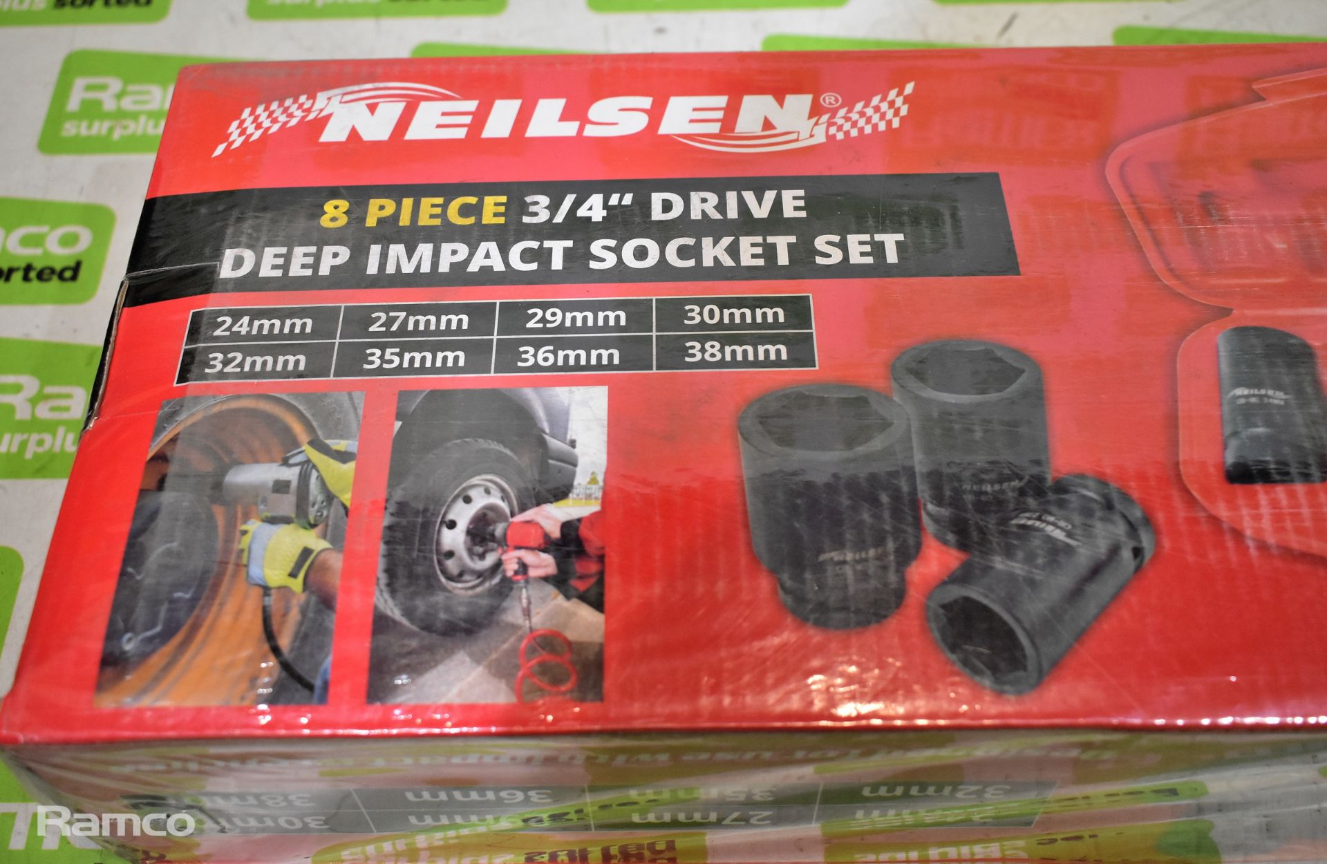 3/4 inch Neilsen 8pc deep impact socket set - (Includes 24, 27, 29, 30, 32, 35, 36, 38mm) - Image 3 of 3