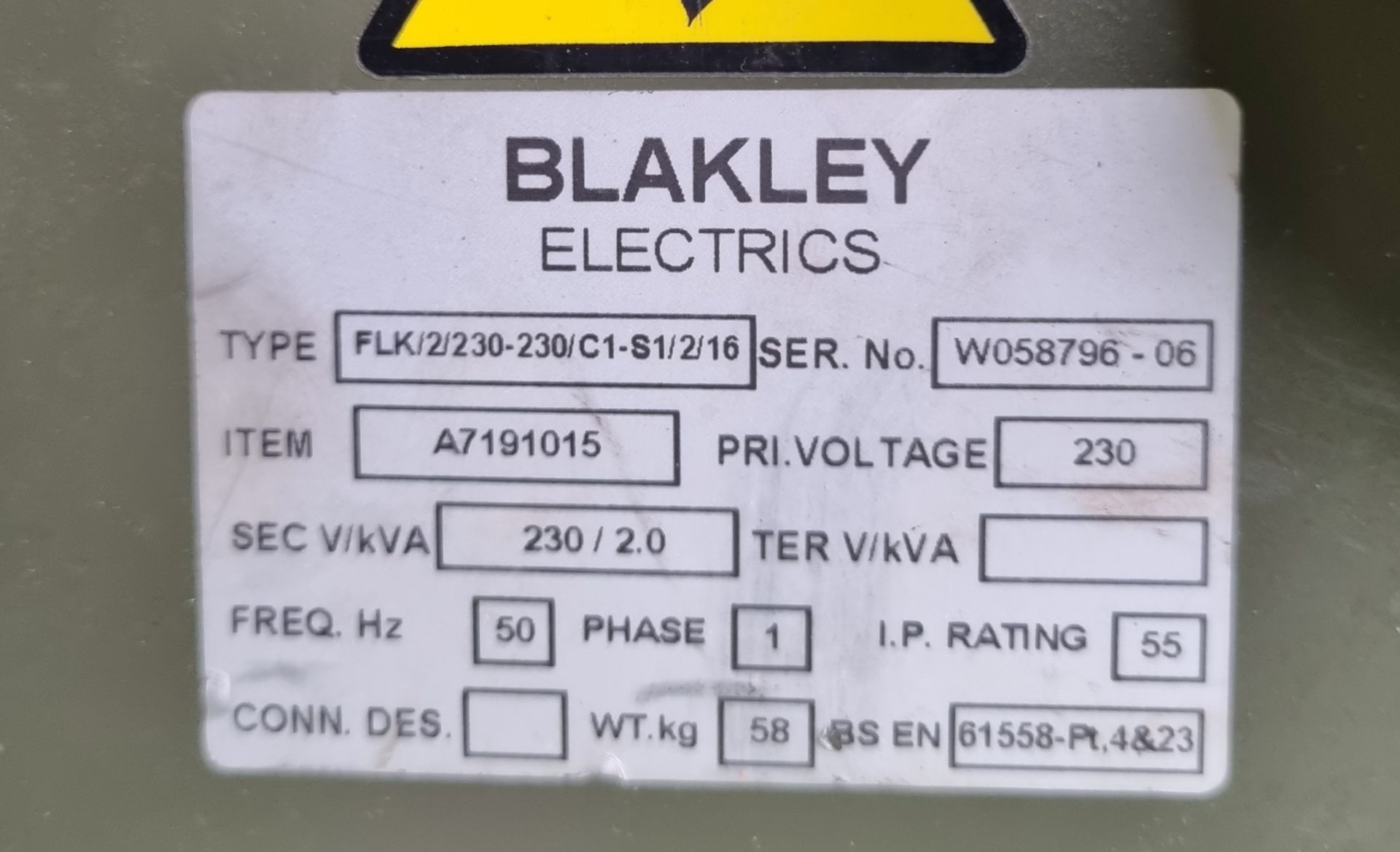 Blakley A7191015 transformer power unit - 230 - 230V - Image 5 of 6