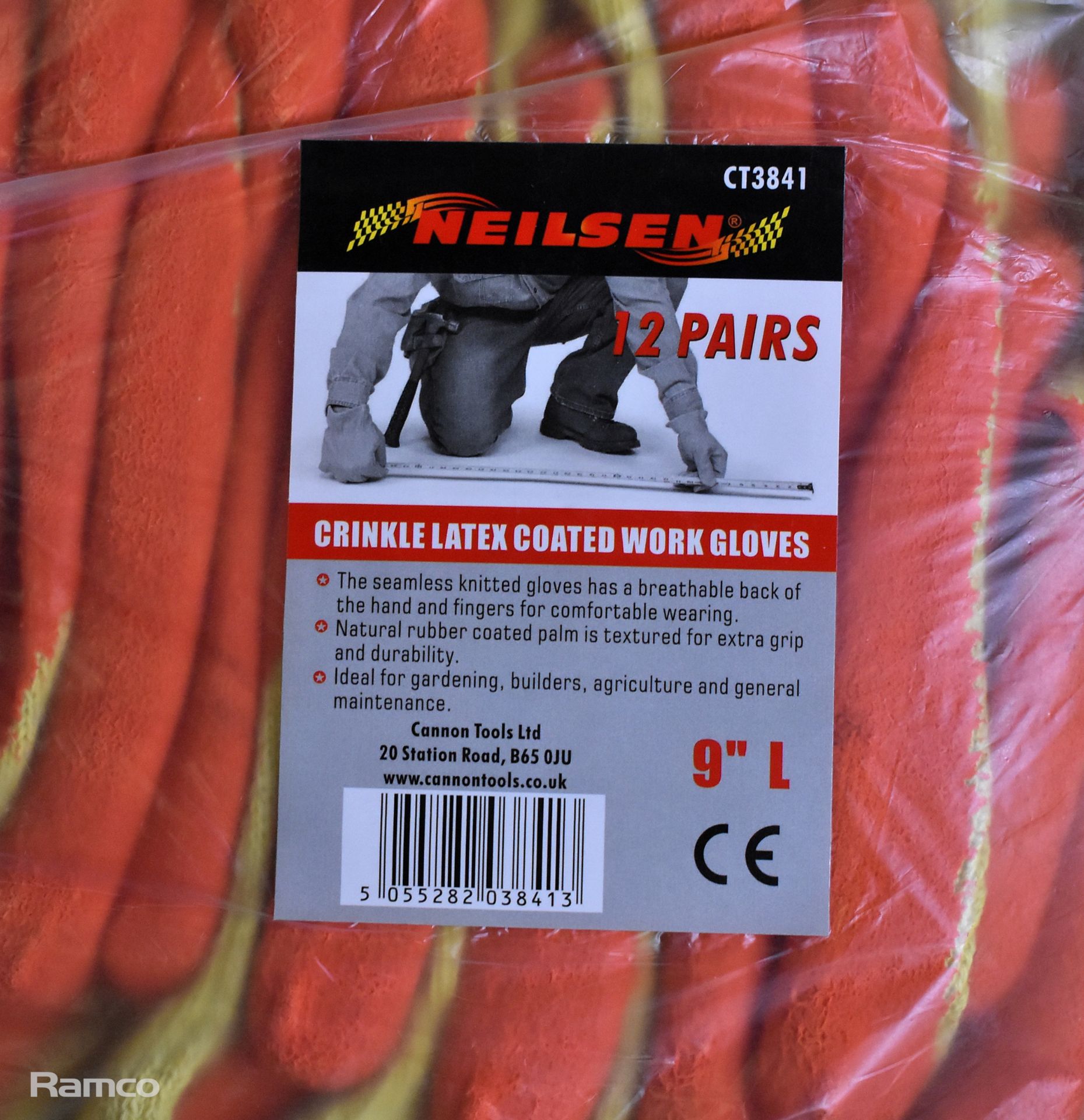 140 pairs of Neilsen anti slip orange work gloves - size 9 large - Image 3 of 3