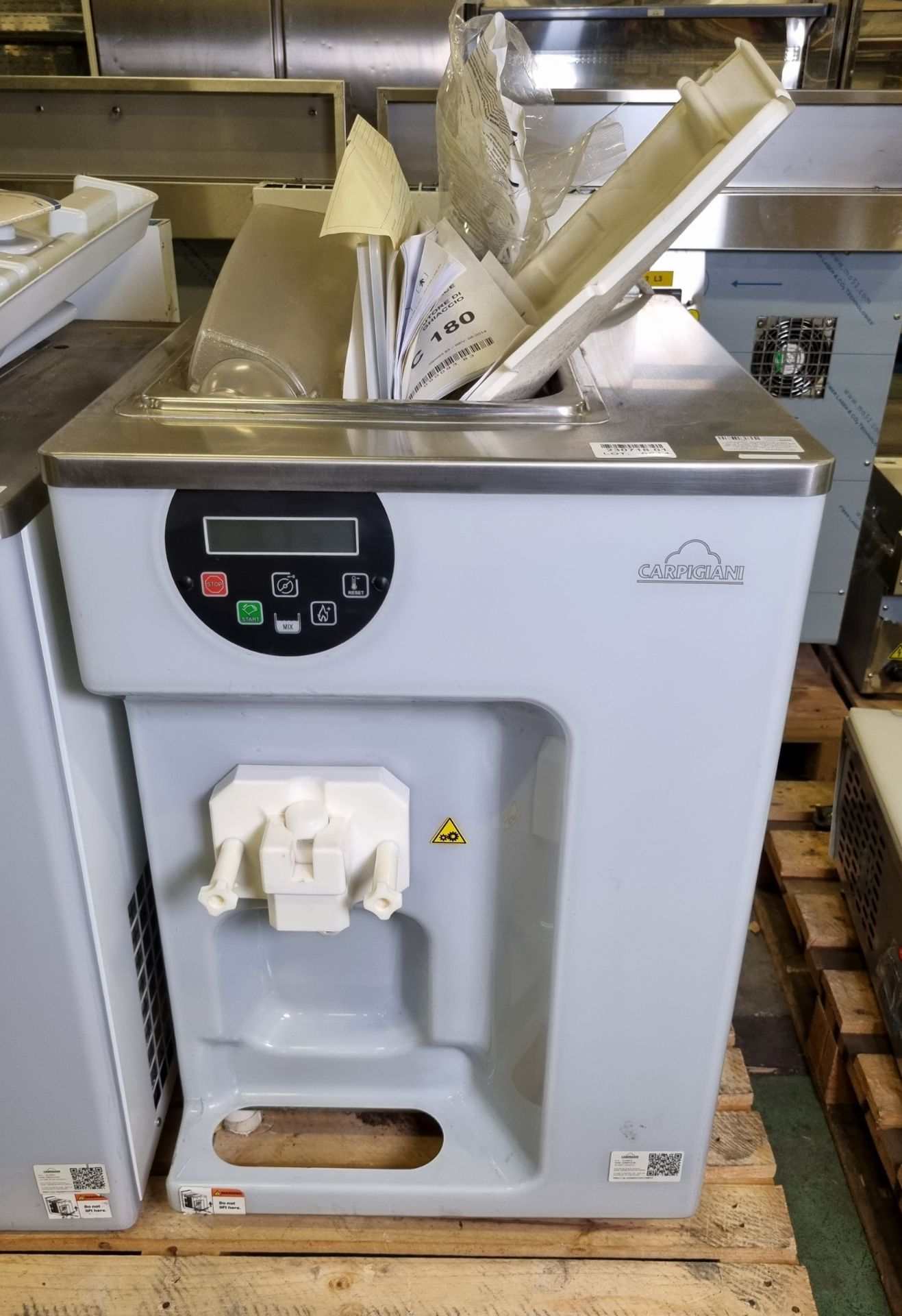 Carpigiani 191SPEP ice cream machine - countertop pump-fed soft serve model with heat treatment