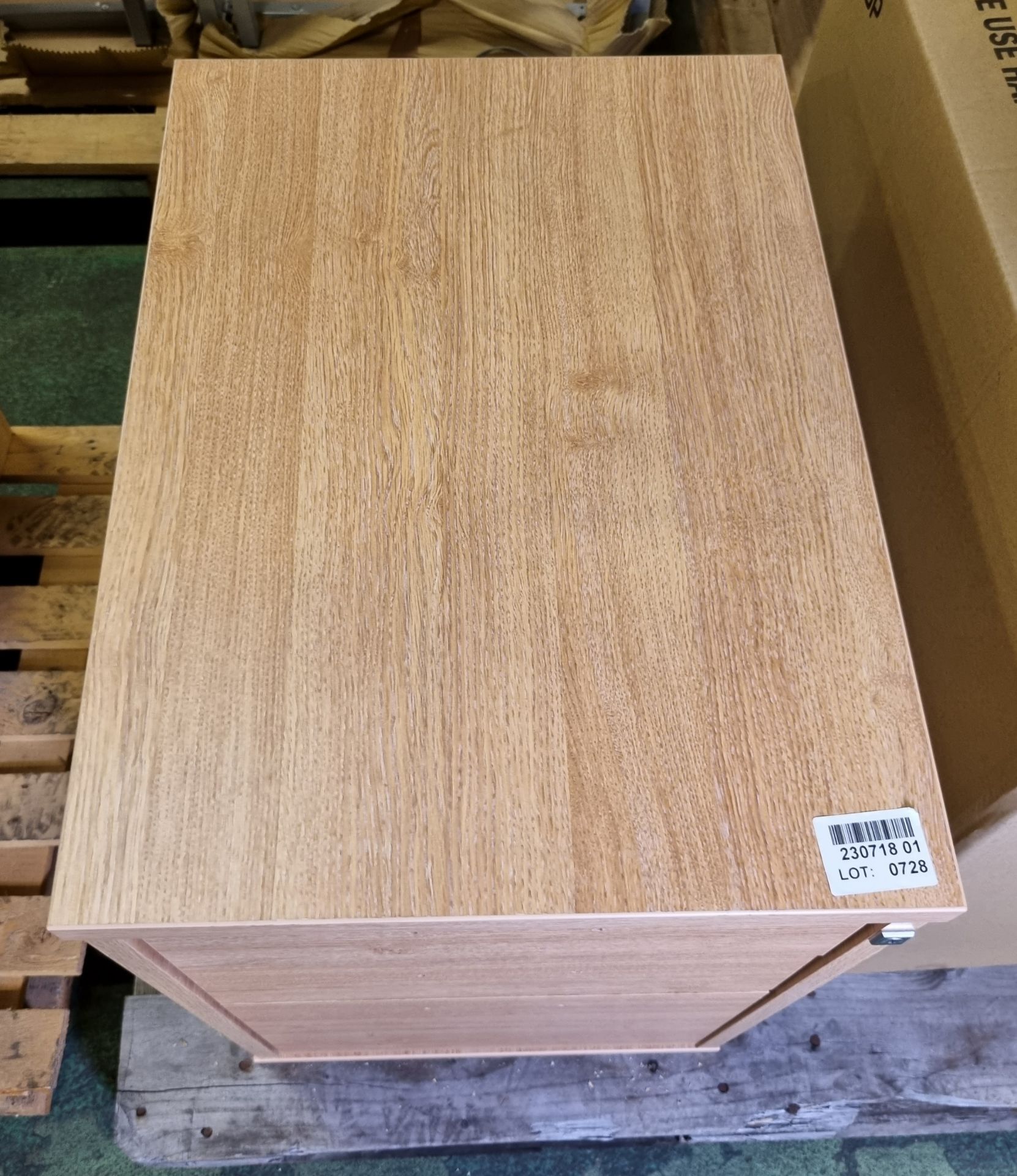 Dams TMPO 3 drawer tall mobile pedestal - light oak - W 420 x D 600 x H 600mm - Image 2 of 3