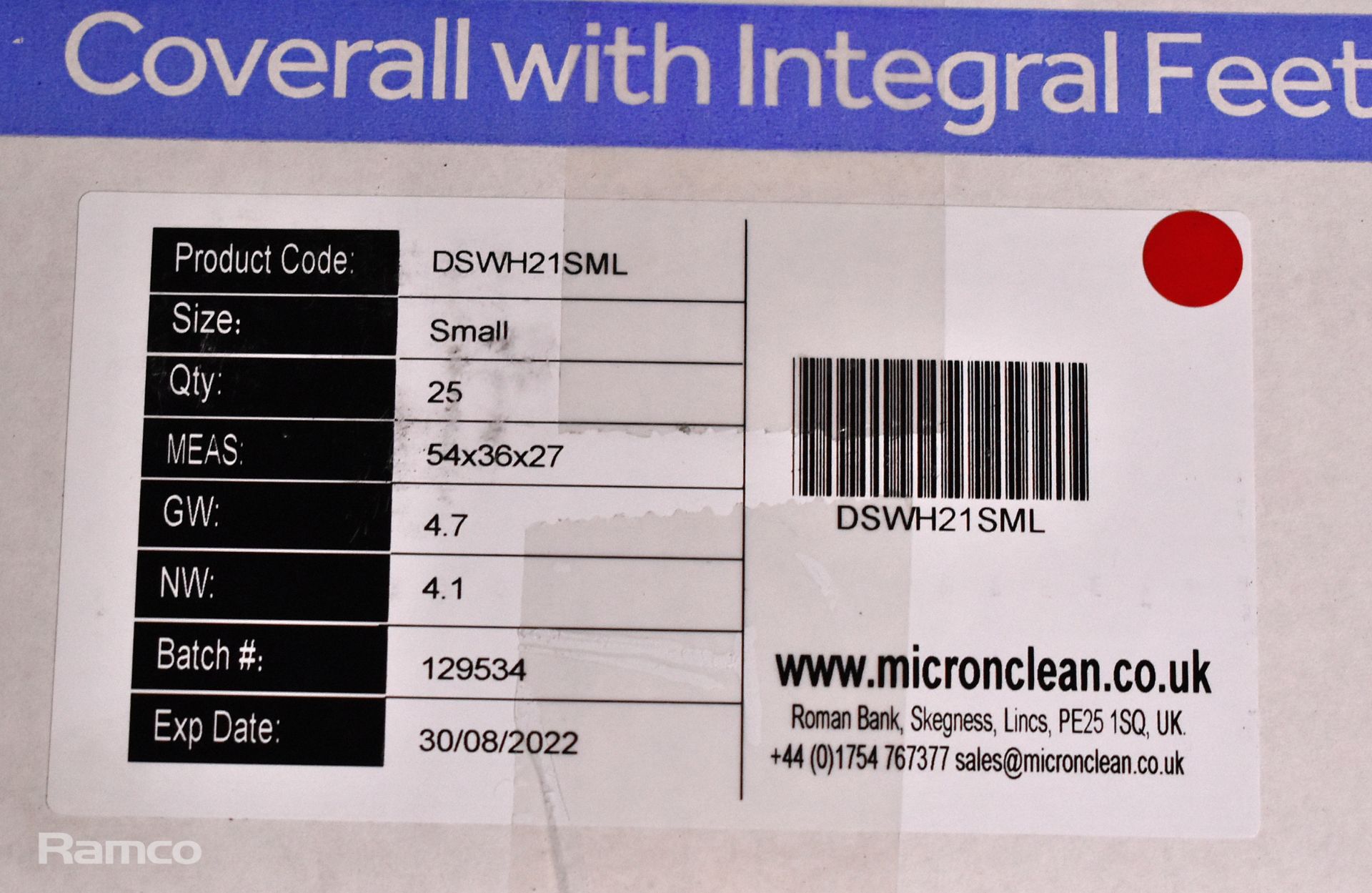MicroClean SureGuard 3 - size small coverall with integral feet - 25 units per box - Image 4 of 4