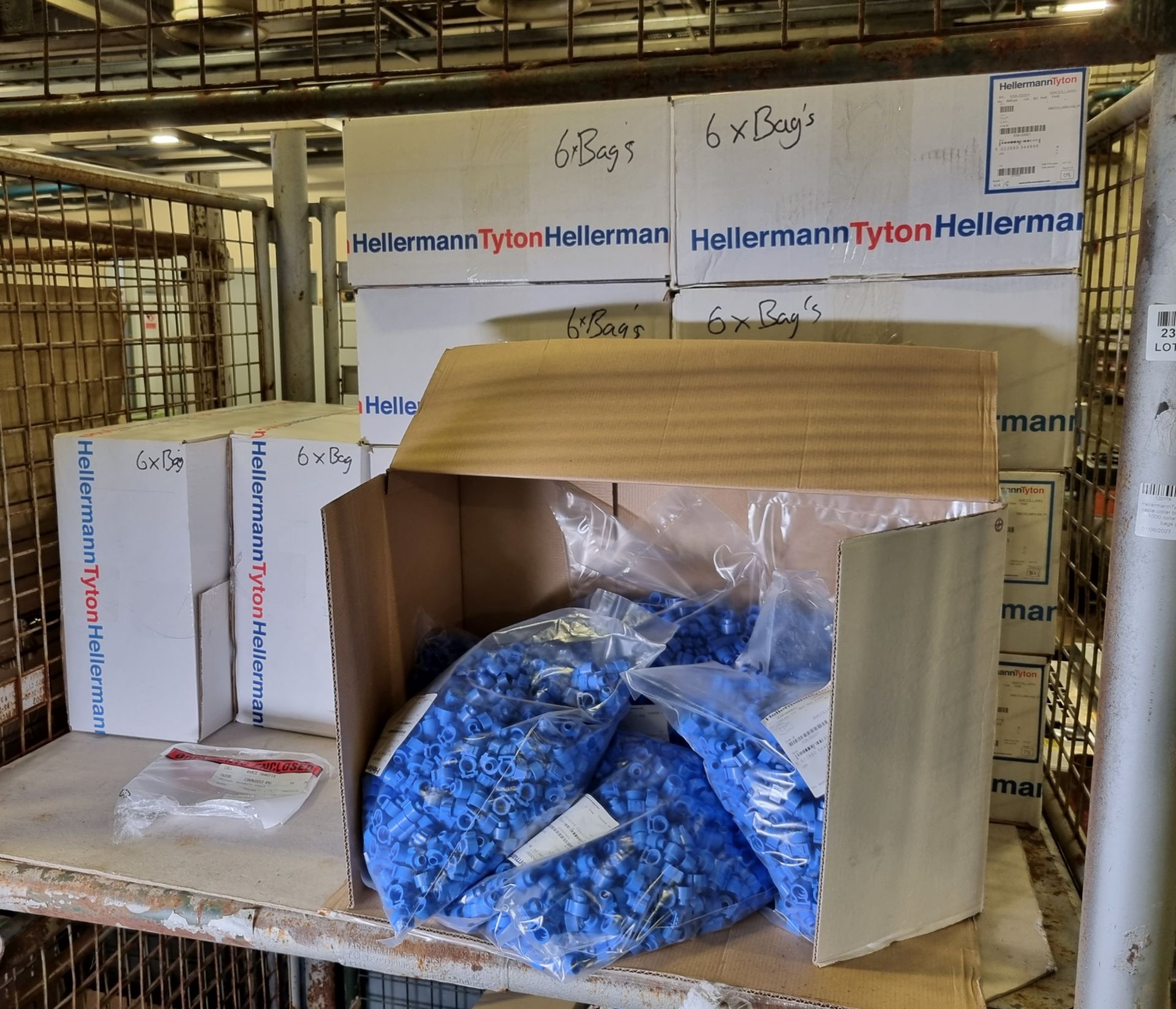 11x boxes of HellermannTyton smart meter cable collar blue (B - Neutral) - 1000 collars per pack