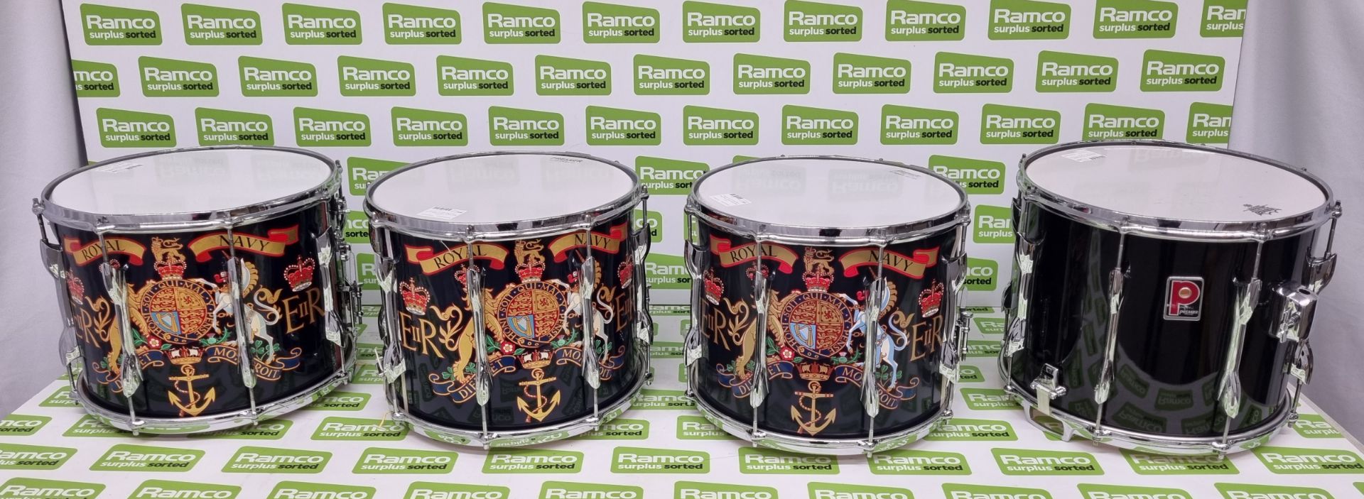 4x Premier 14 inch decorated Royal Navy military side snare drums