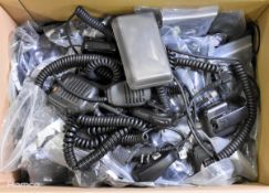 Assorted audio accessories and speaker mics for icom, Entel, Motorola two way radios - untested