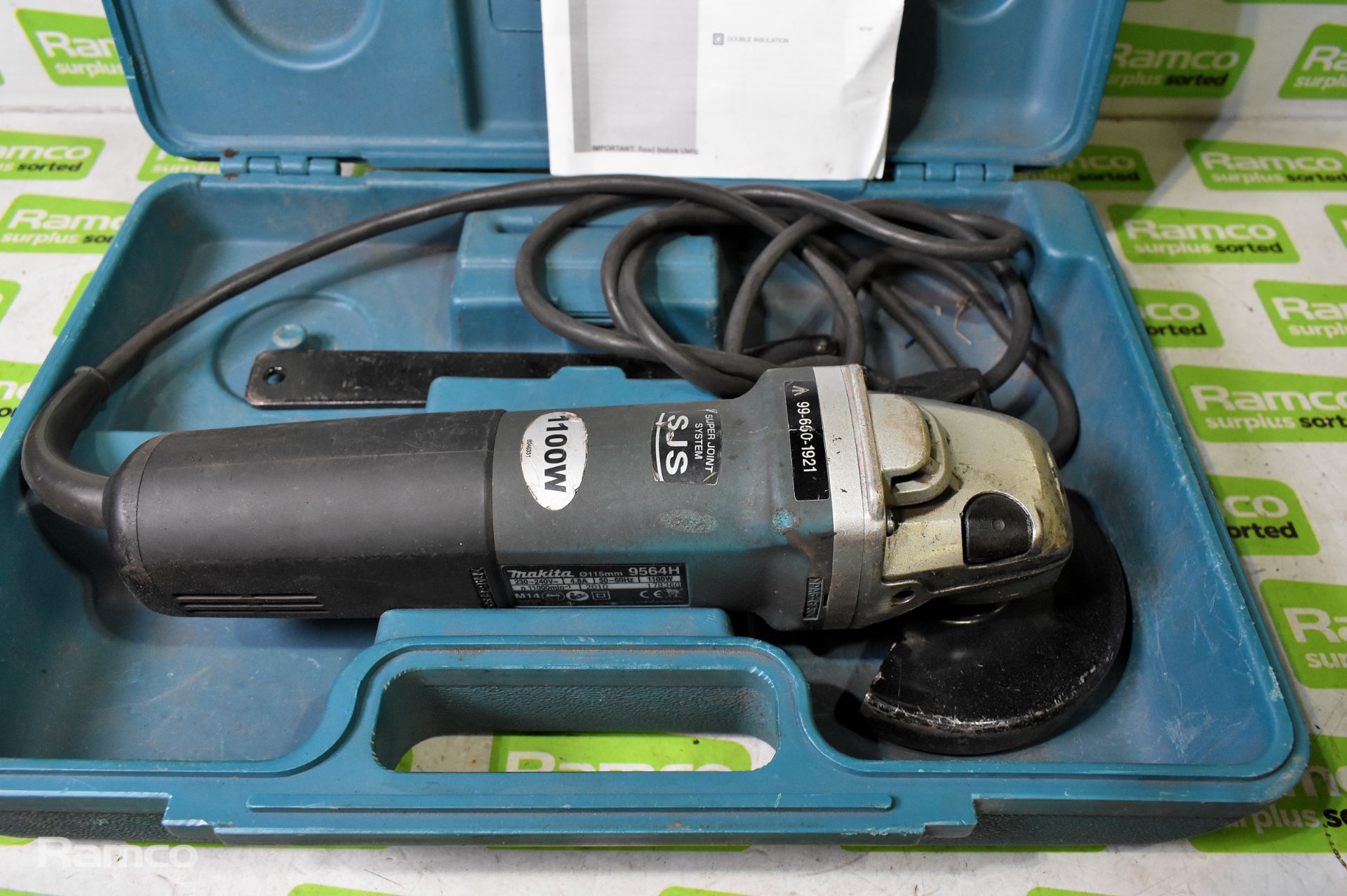 Makita 9564H portable electric angle grinder - in plastic case - Image 2 of 6