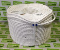 2 reels of 10mm White polypropylene fibrous rope - 220m