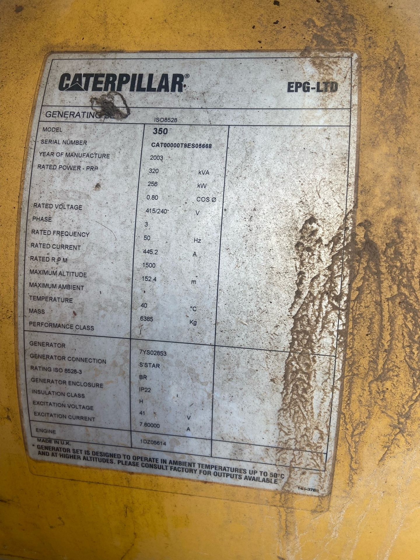 Caterpillar 320KVA 256kW Generator - 445Amps per phase @ 415v - 50Hz - 1500rpm - year 2003 - Bild 5 aus 12