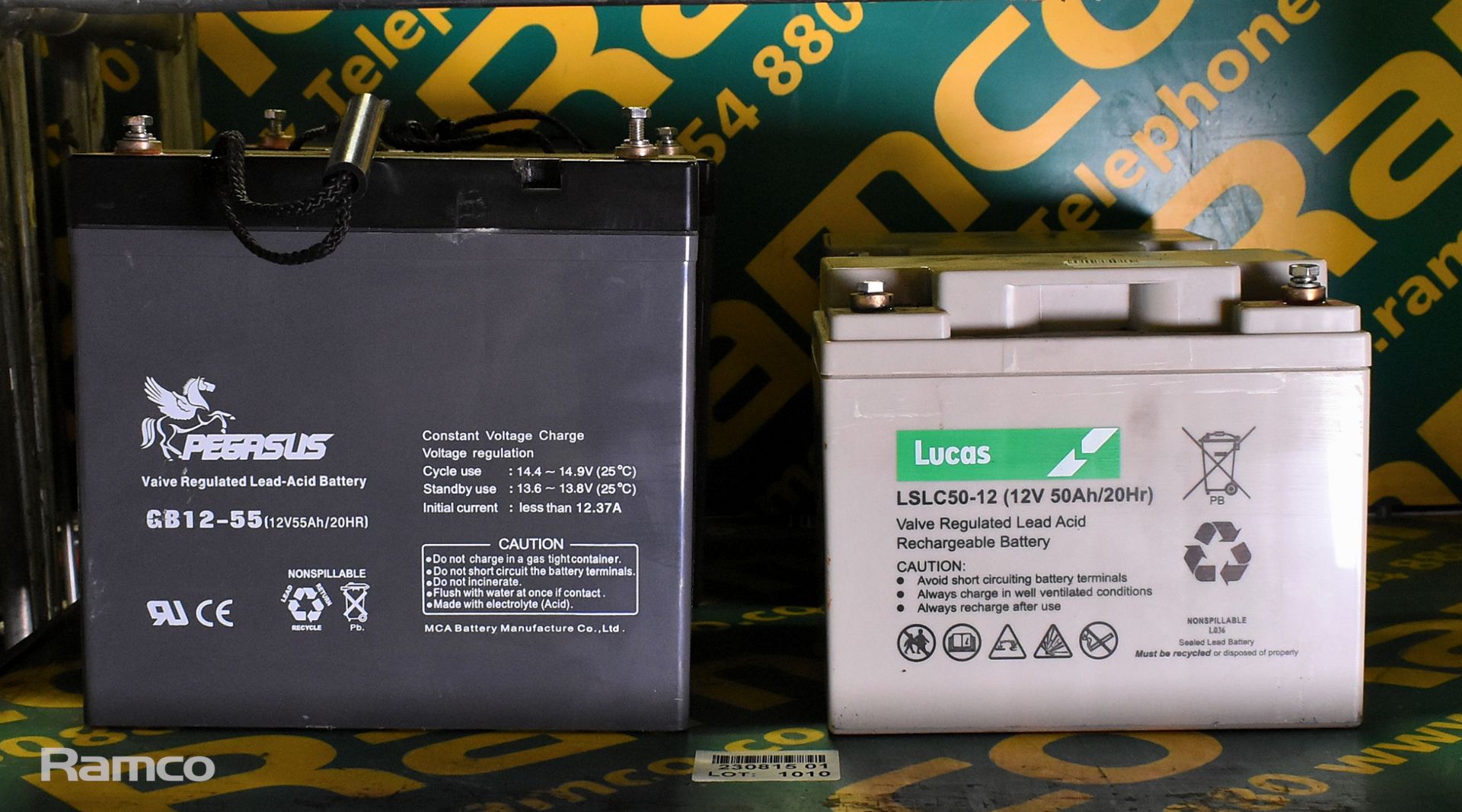 4x Leisure batteries - 2x Lucas LSLC50-12 55Ah, 2x Pegasus GB12-55 50Ah - CANNOT BE SENT BY POST