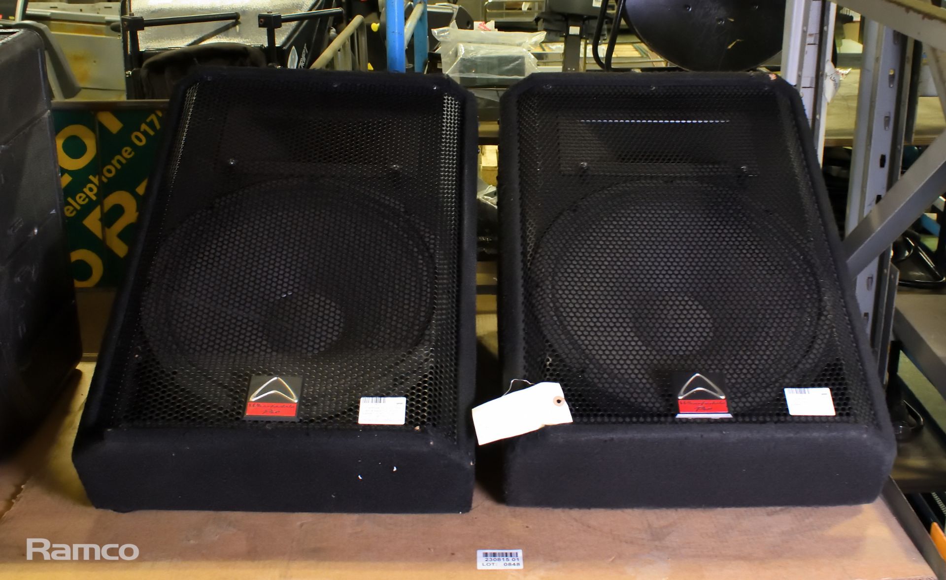 2x Wharfedale Pro EVP-15PM active stage floor monitor speakers - W 450 x D 660 x H 460 mm