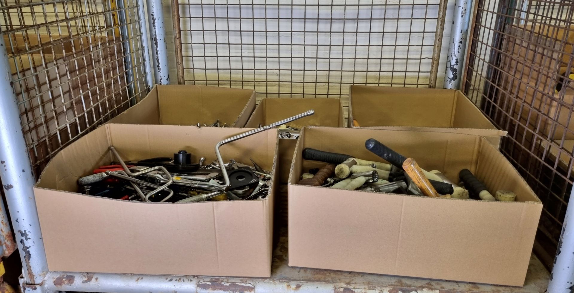 Various hand tools - spanners, sockets, pliers, mallets, wire cutters