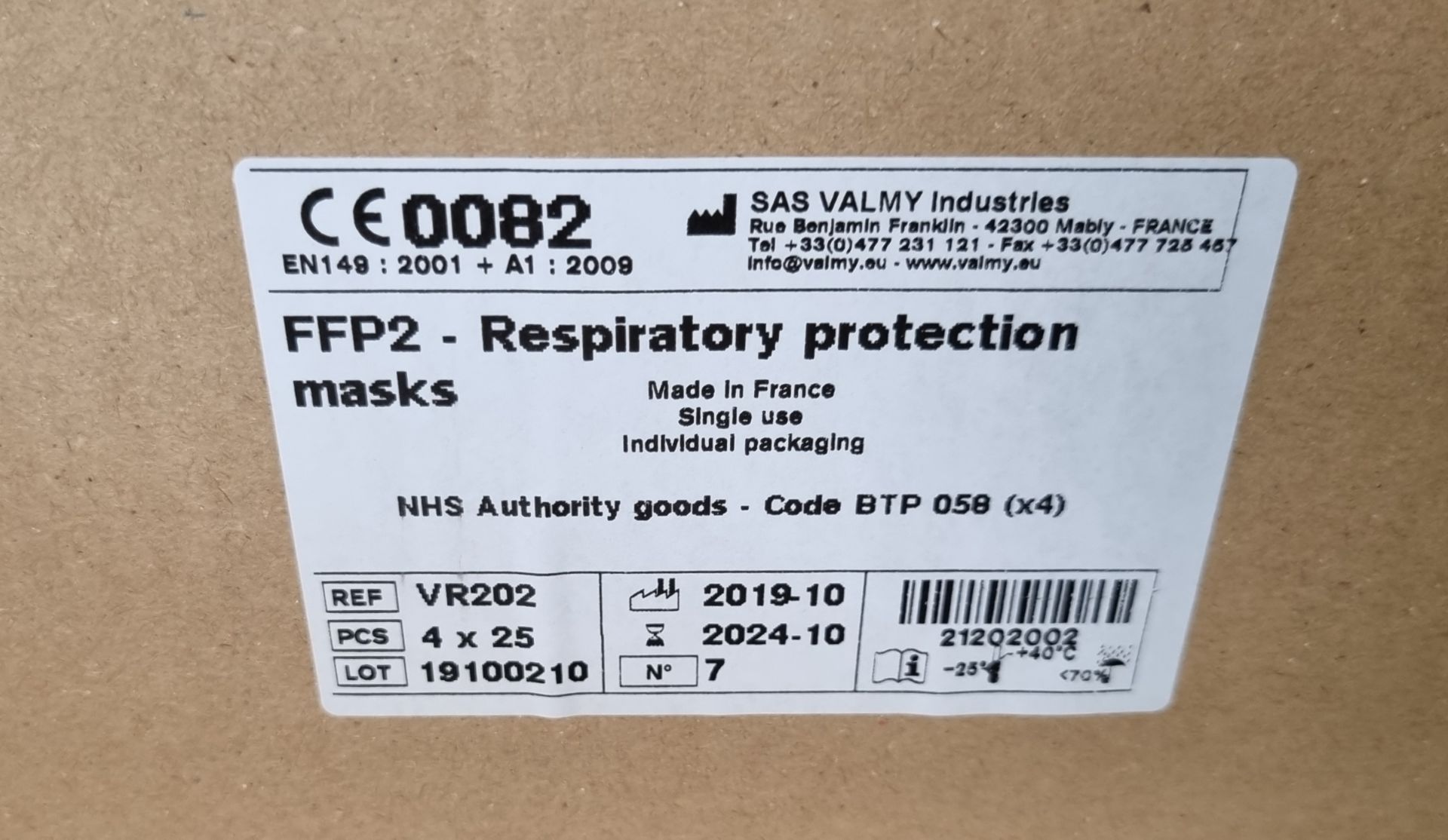 55x boxes of Blue FFP2 - respiratory protection masks - 4x packs of 25 masks per box - Bild 6 aus 6
