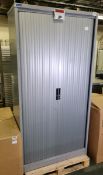 Silverline Kontrax double door side tambour cupboard - grey - W 1005 x D 500 x H 2005mm