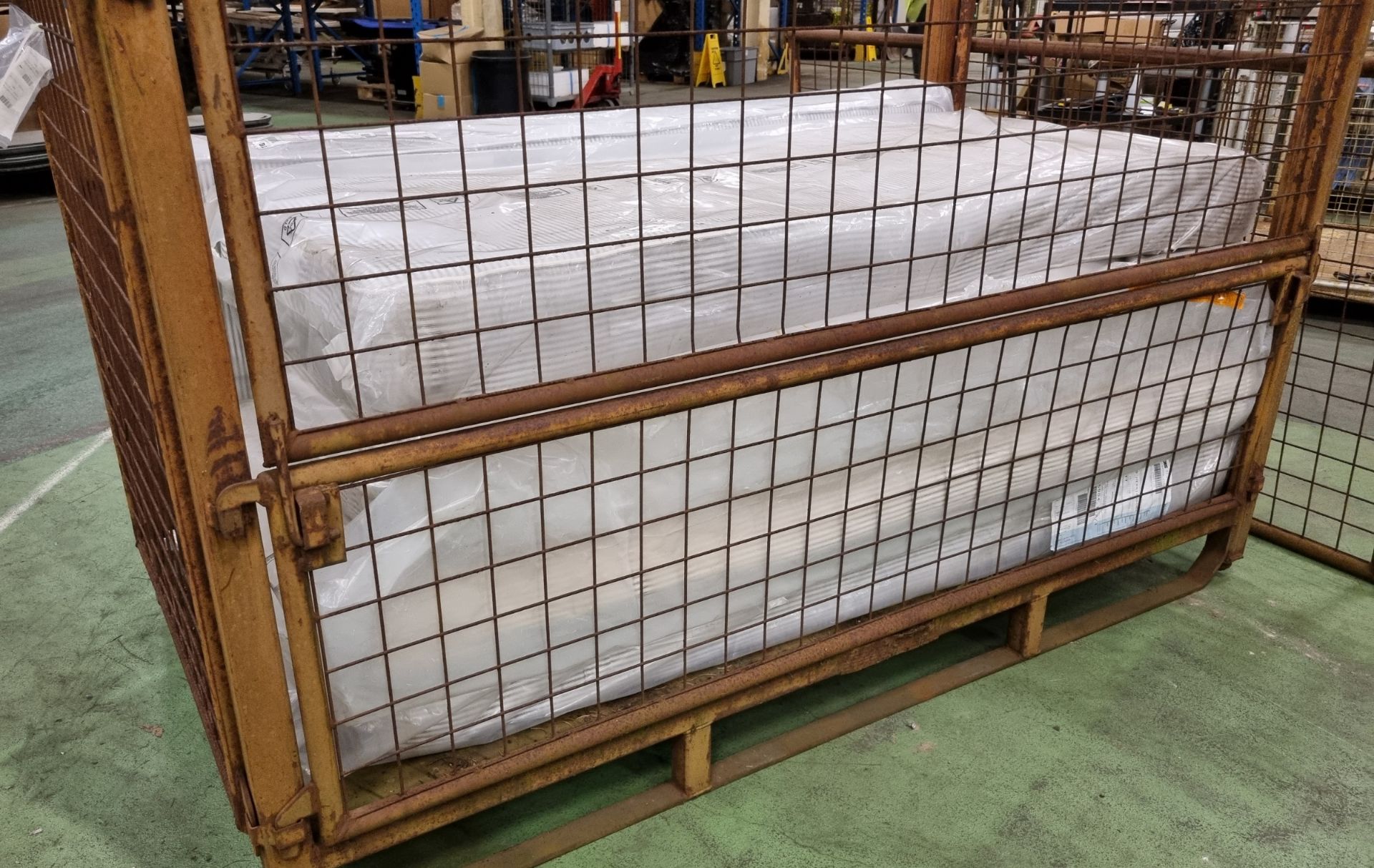 5x Black & white open coil single mattresses - discoloured due to being in storage - Image 3 of 4