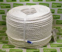2x reels of 10mm White polypropylene fibrous rope - 220M