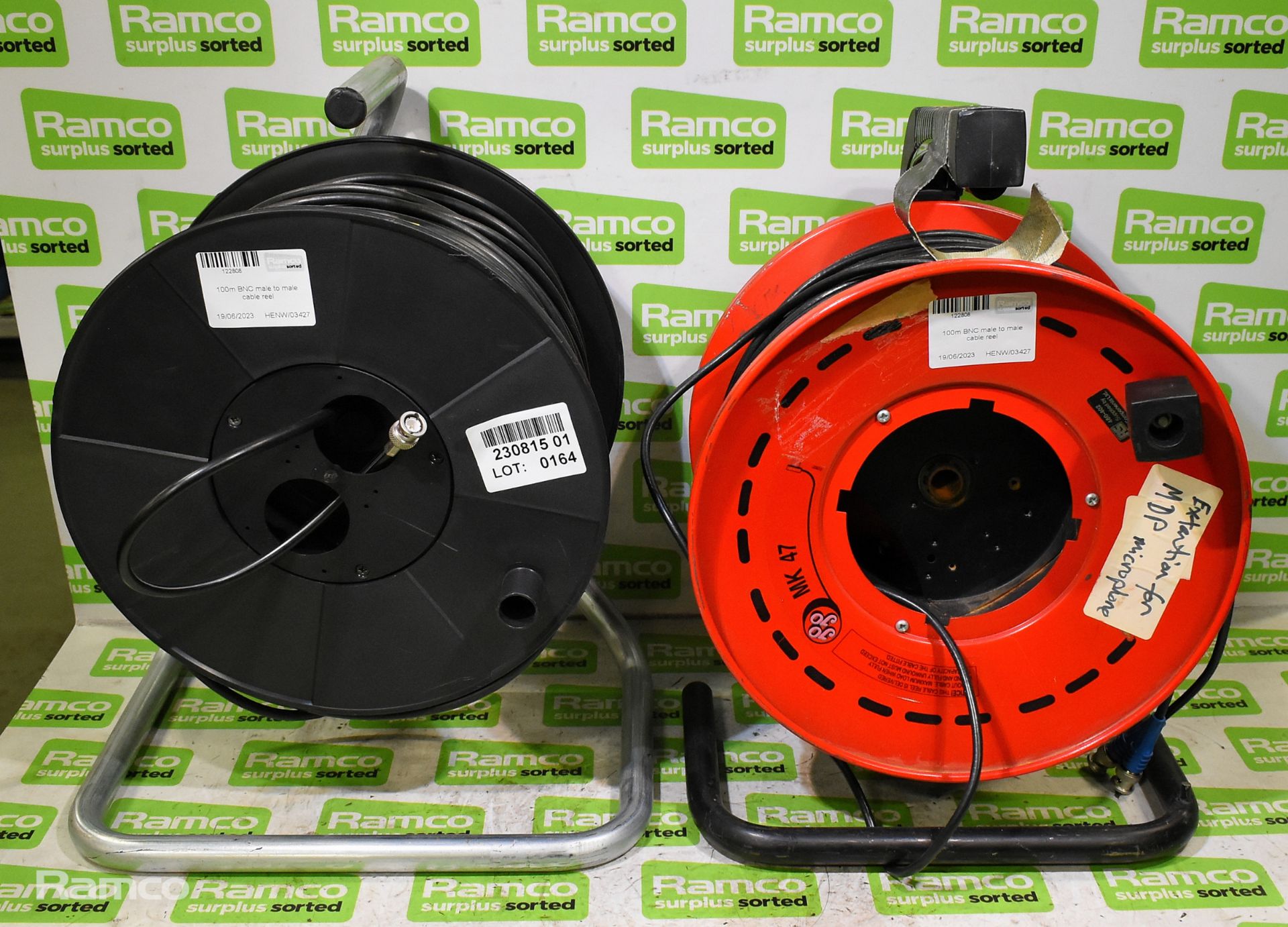 2x 100m BNC male to male cable reels