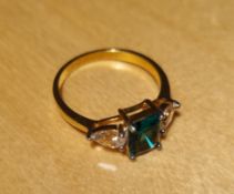 Emerald Inspiration ring from Tru-Diamonds, Size R, 2.75 CT t.w. Radiant and Pear Cut Tru Emerald