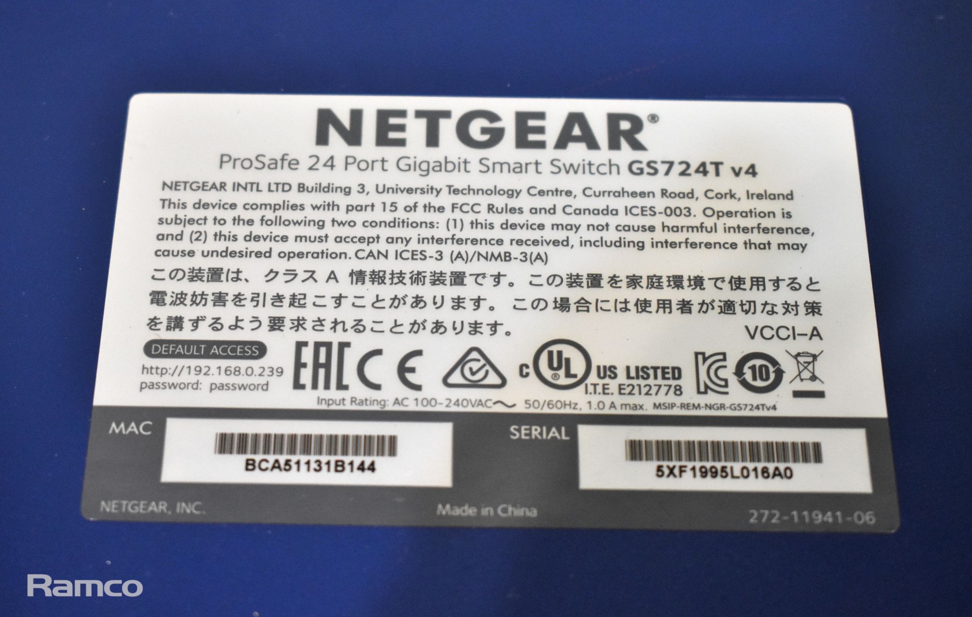 Netgear GS742T 24 port gigabit network switch (rack mountable) - Image 2 of 3