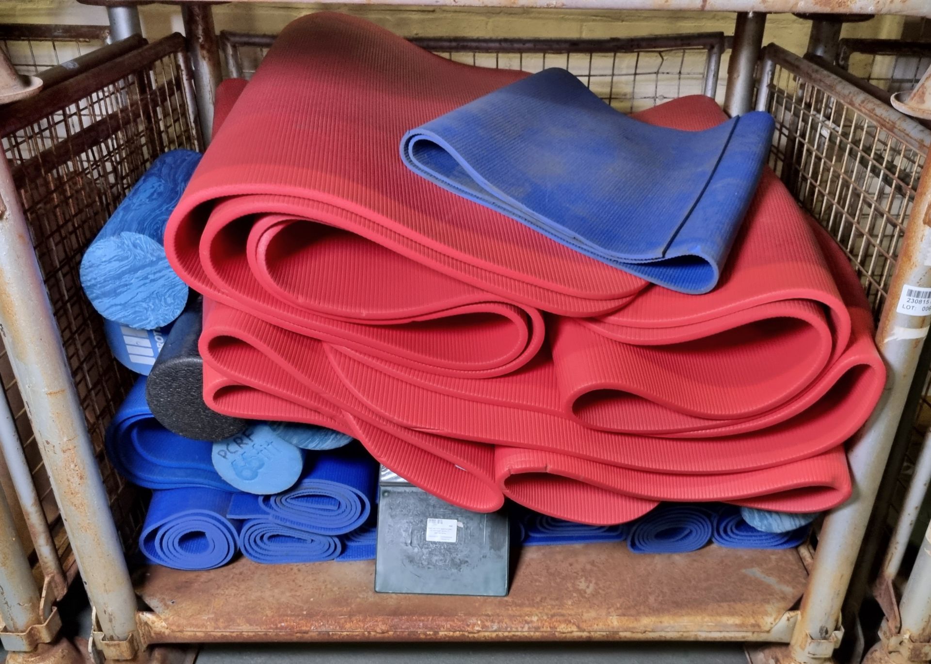 Exercise mats - approximately 25, 7x foam rollers - assorted sizes