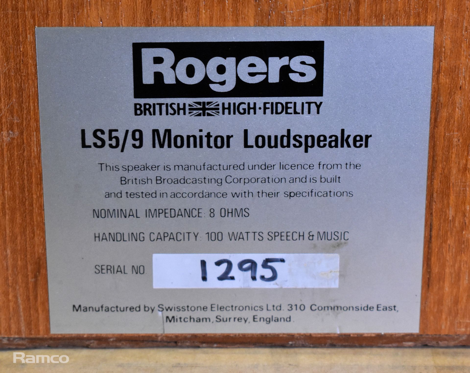Pair of Technics SB-CS5 2 way speaker system, Pair of Rogers LS5/9 wooden loudspeakers - Bild 7 aus 10