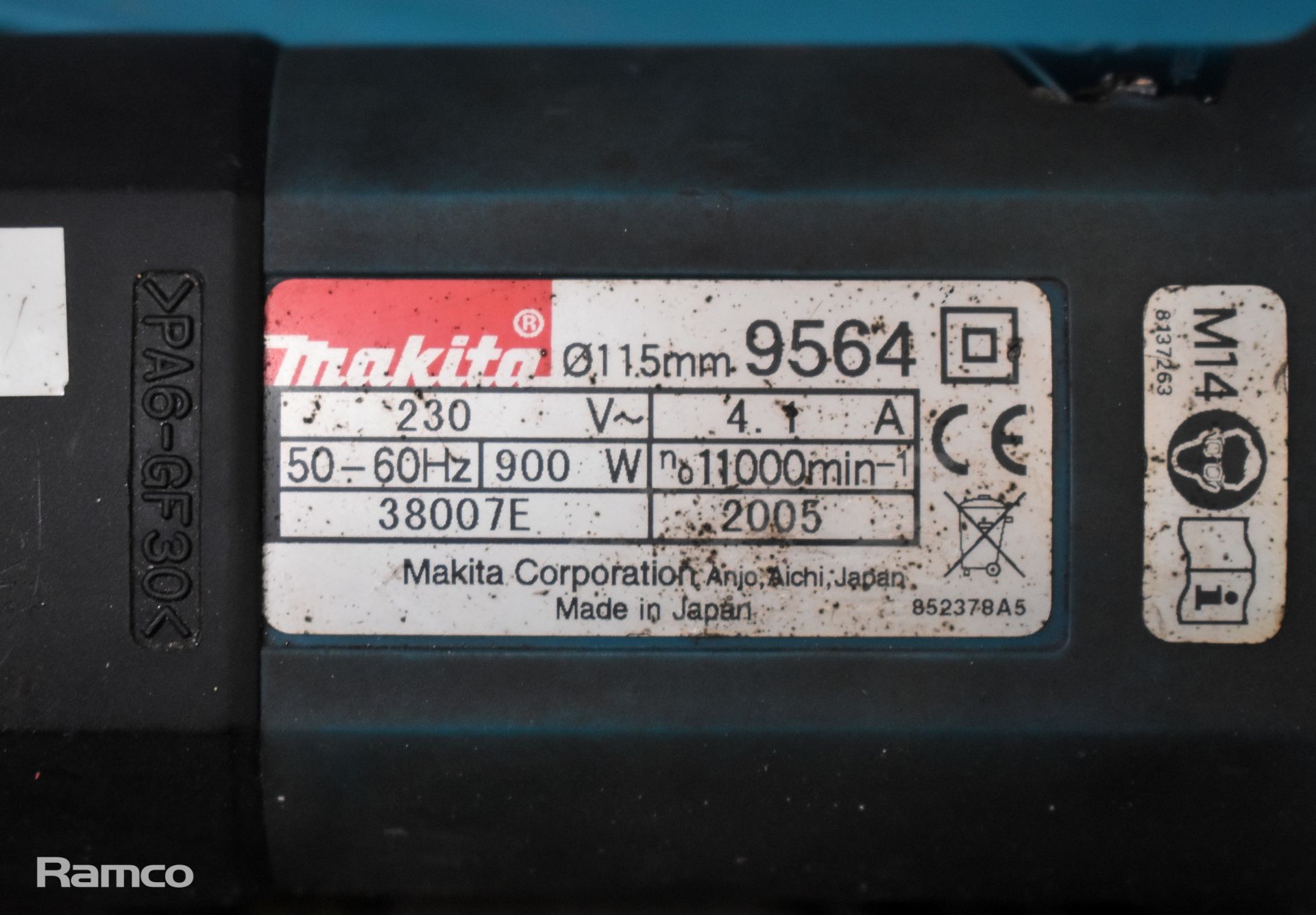 Makita 9564 portable electric grinder - in plastic case - Image 4 of 6